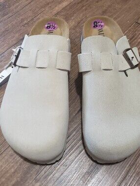 Suede Slip-On Clog in Light Beige - Women's Casual Mule